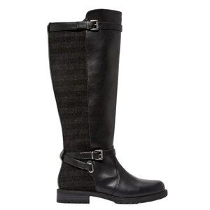 NIB JUSTFAB ZENITH PATTERNED RIDING BOOT (Black - 8.5)